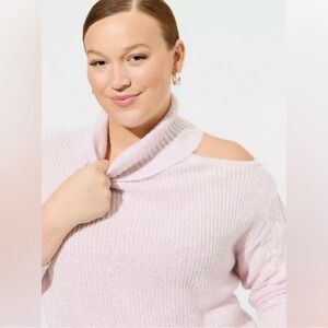 Torrid Pink Off-the-Shoulder Sweater Ribbed Knit